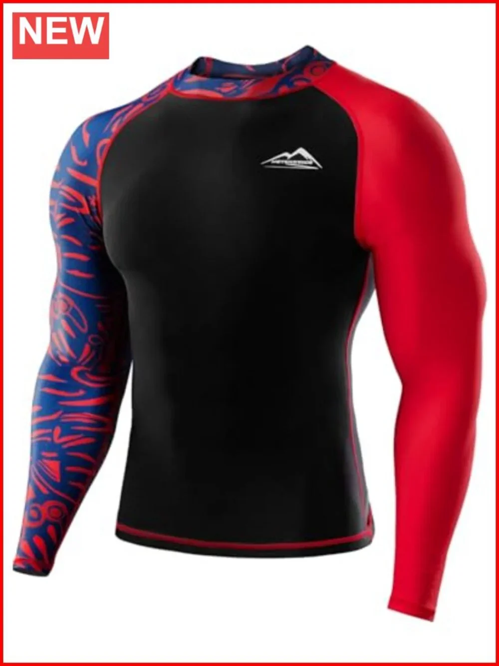 Men's Long Sleeve UPF 50+ Rash Guard Compression Performance Athletic Shirt